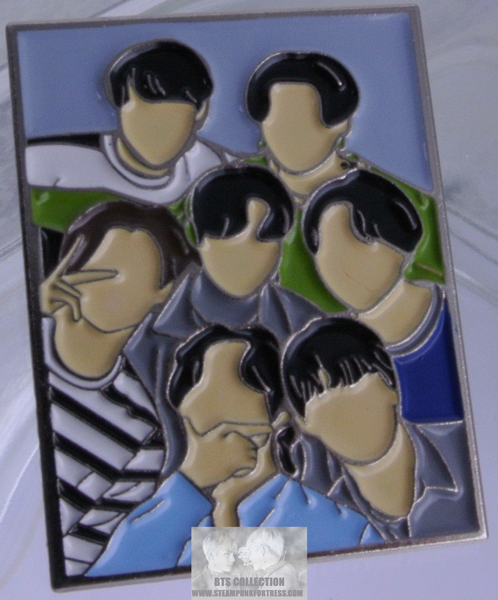 BTS ENAMEL PIN BADGE BUTTON SILVER GROUP JUNGKOOK V JIMIN RM J-HOPE SUGA JIN