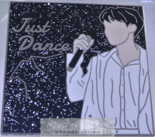 BTS ENAMEL PIN BADGE BUTTON SILVER J-HOPE JUNG HOSEOK JUST DANCE GLITTER WHITE OUTFIT