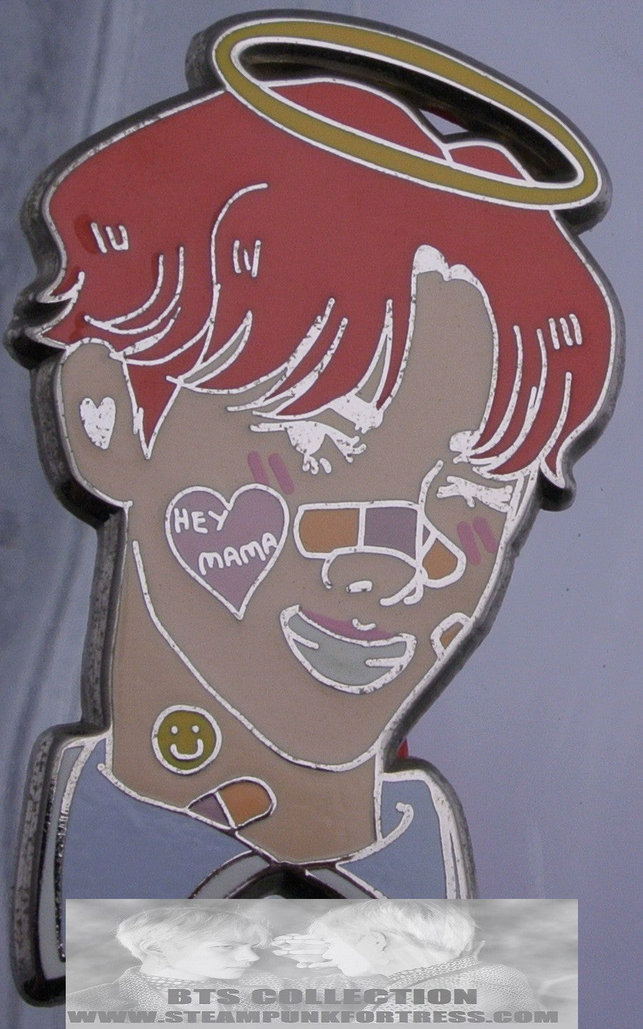 BTS ENAMEL PIN BADGE BUTTON SILVER J-HOPE JUNG HOSEOK BANDAID BOYS MAMA AEGYOHANA PINS