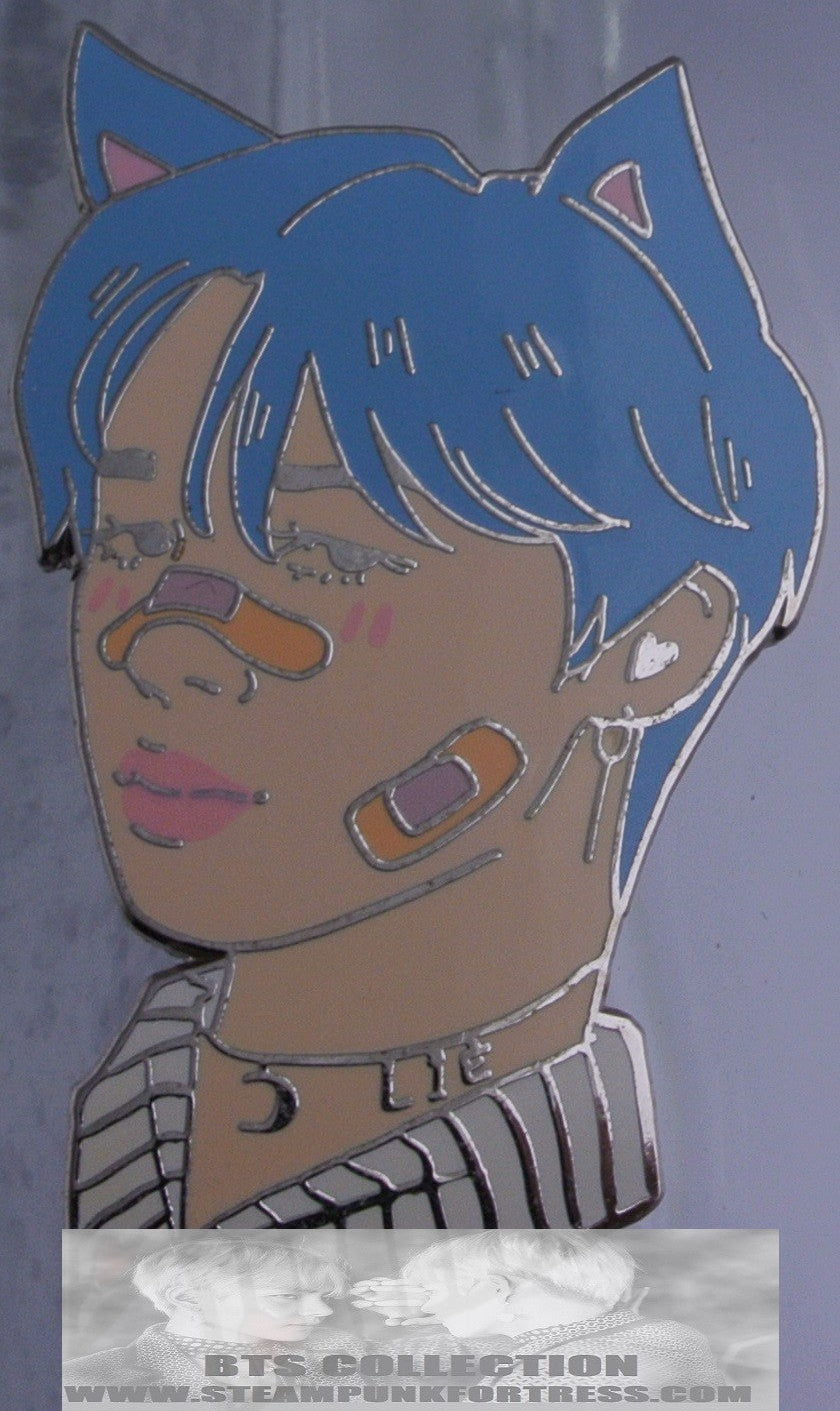 BTS ENAMEL PIN BADGE BUTTON SILVER PARK JIMIN LIE BANDAID BOYS AEGYOHANA PINS