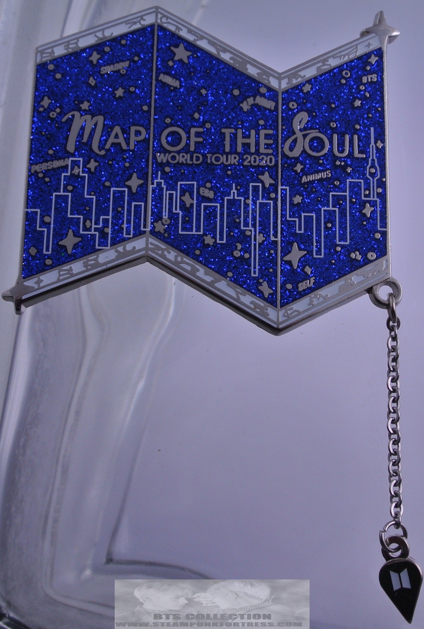 BTS ENAMEL PIN GROUP MOTS 7 MAP OF THE SOUL TOUR MAGNETS BADGE BUTTON BLUE GLITTER SILVER CHAIN DROP V JUNGKOOK JIMIN JIN RM J-HOPE SUGA DISEOUL PINS