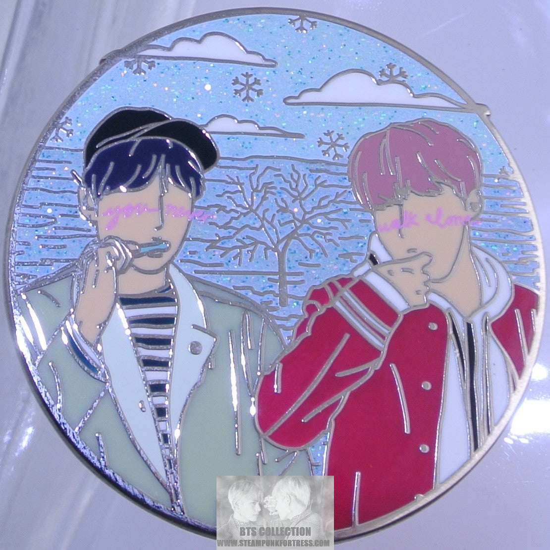 BTS ENAMEL PIN BADGE BUTTON SUGA MIN YOONGI J-HOPE JUNG HOSEOK SILVER SPRING DAY HAPPIPOP PINS