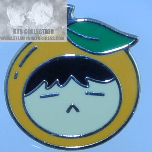 BTS ENAMEL PIN SILVER SUGA MIN YOONGI FACE INSIDE TANGERINE BADGE BUTTON