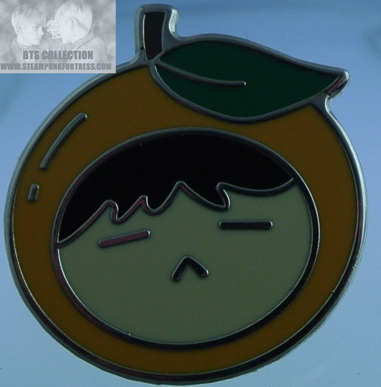 BTS ENAMEL PIN SILVER SUGA MIN YOONGI FACE INSIDE TANGERINE BADGE BUTTON