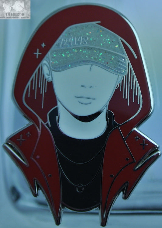 BTS ENAMEL PIN SUGA MIN YOONGI SILVER RED HOODIE INTERLUDE SHADOW AMOJINPH PINS BUTTON BADGE