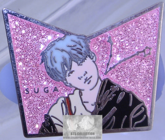 BTS ENAMEL PIN BADGE BUTTON MINT SUGA MIN YOONGI SILVER RUN MUSIC VIDEO