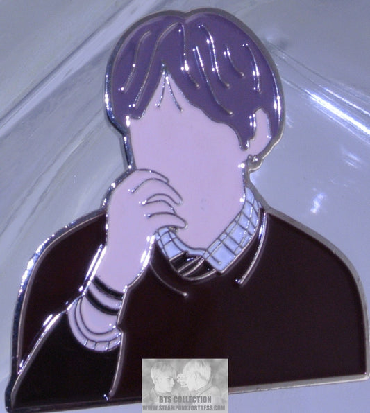 BTS NEW ENAMEL PIN V KIM TAEHYUNG SILVER MOTS 7 MAP OF THE SOUL BADGE BUTTON