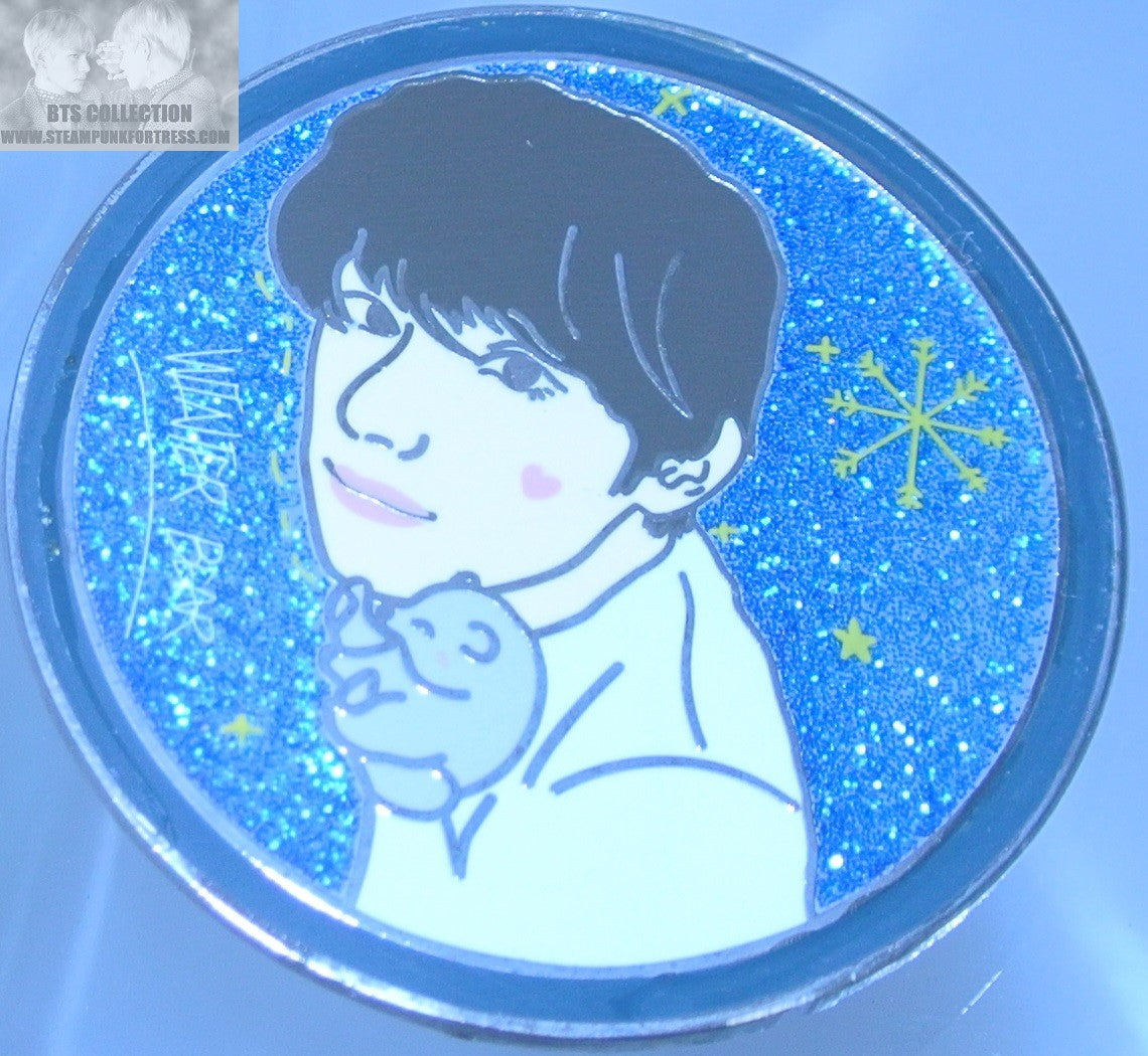 BTS ENAMEL PIN V KIM TAEHYUNG SILVER WINTER BEAR SNOWGLOBE OH PEACHY TAE PINS BADGE BUTTON