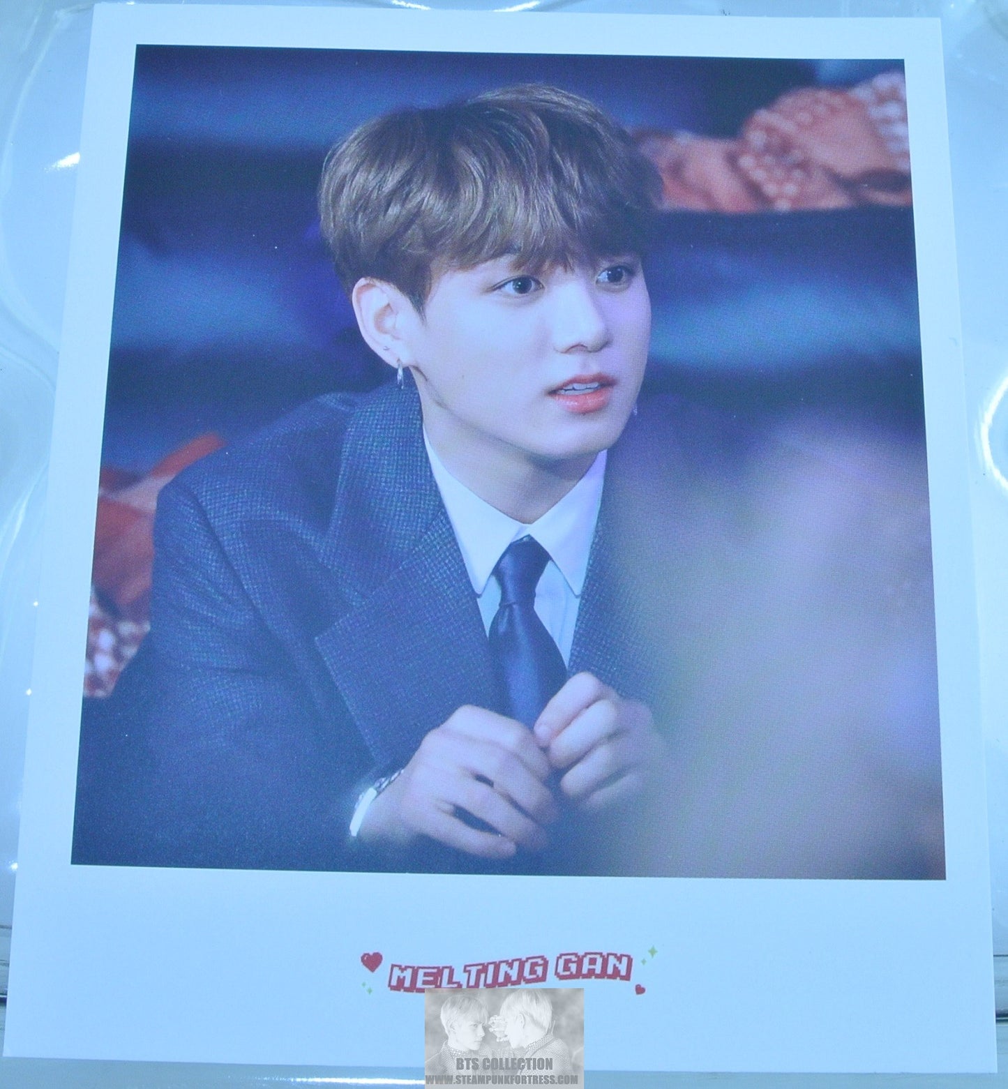 BTS JEON JUNGKOOK POLAROID FANSIGN BLACK SUIT TIE MELTING GAN FANSITE