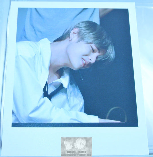 BTS POLAROID V KIM TAEHYUNG VIA FANSITE WHITE SHIRT TIE FANSIGN ONCE IN A VLUE MOON PHOTO