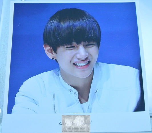 BTS POLAROID V KIM TAEHYUNG VTAC FANSITE WHITE SHIRT LAUGHING FANSIGN COVERBOY PHOTO