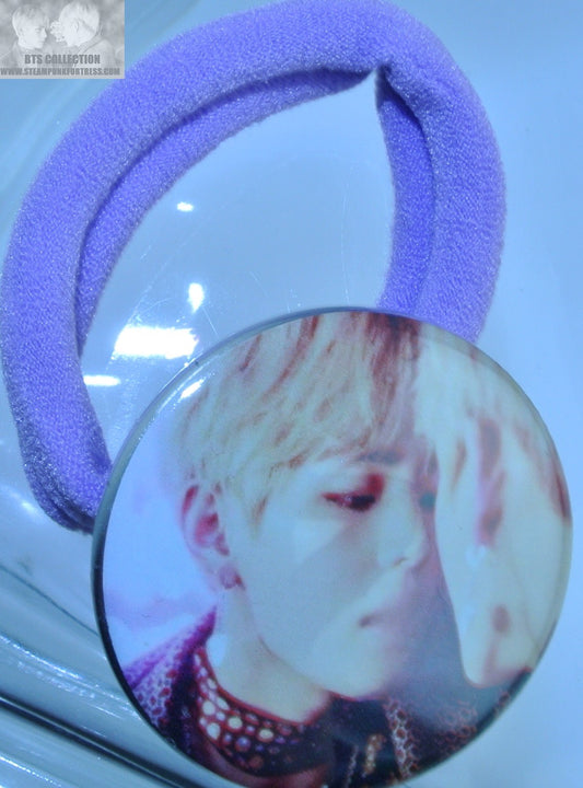BTS BUTTON PONYTAIL HOLDER PURPLE V KIM TAEHYUNG WINGS SUIT MIRROR SEAMLESS HAIR TIE