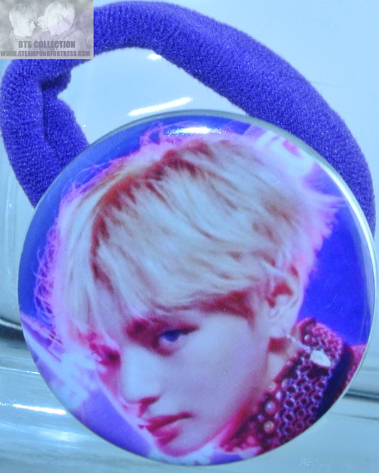 BTS BUTTON PONYTAIL HOLDER PURPLE V KIM TAEHYUNG WINGS SUIT SHOULDER SEAMLESS HAIR TIE