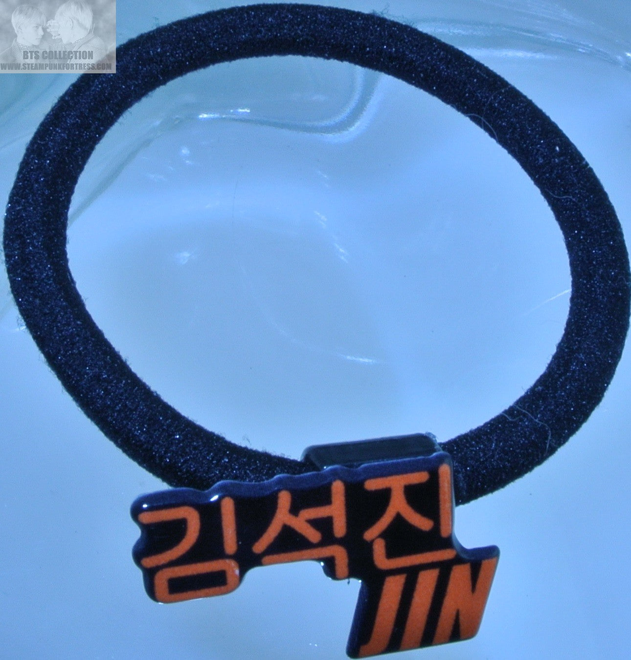 BTS PONYTAIL HOLDER JIN NAME HANGUL ENGLISH CHARM KIM SEOKJIN SEAMLESS HAIR TIE