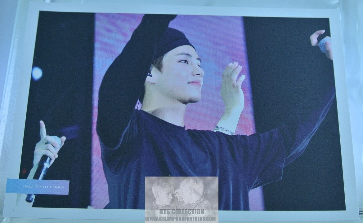 BTS POSTCARD V KIM TAEHYUNG BLACK BERET SHIRT VIA FANSITE ONCE IN A VLUE MOON PHOTO