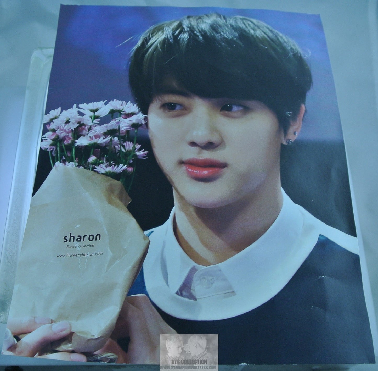 BTS POSTER MINI JIN KIM SEOKJIN FANSIGN FANSITE SHARON FLOWERS PHOTO LIMITED EDITION