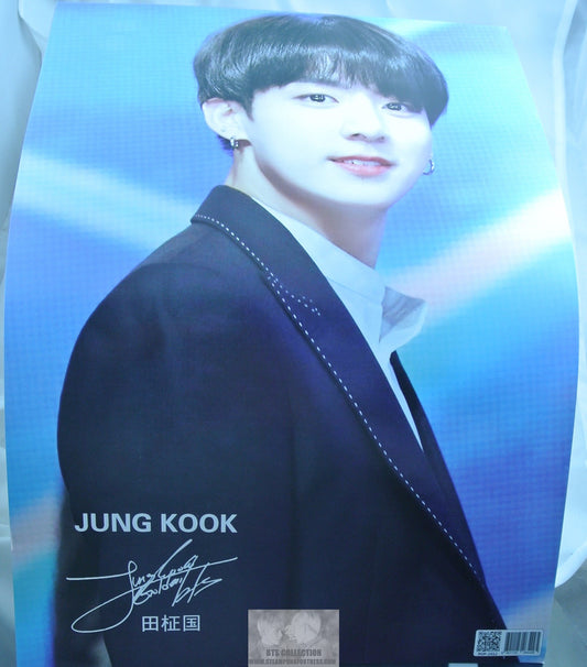 BTS POSTER MINI JEON JUNGKOOK BLACK SUIT WHITE SHIRT BLUE BACKGROUND PROFILE NEW 11" X 16"