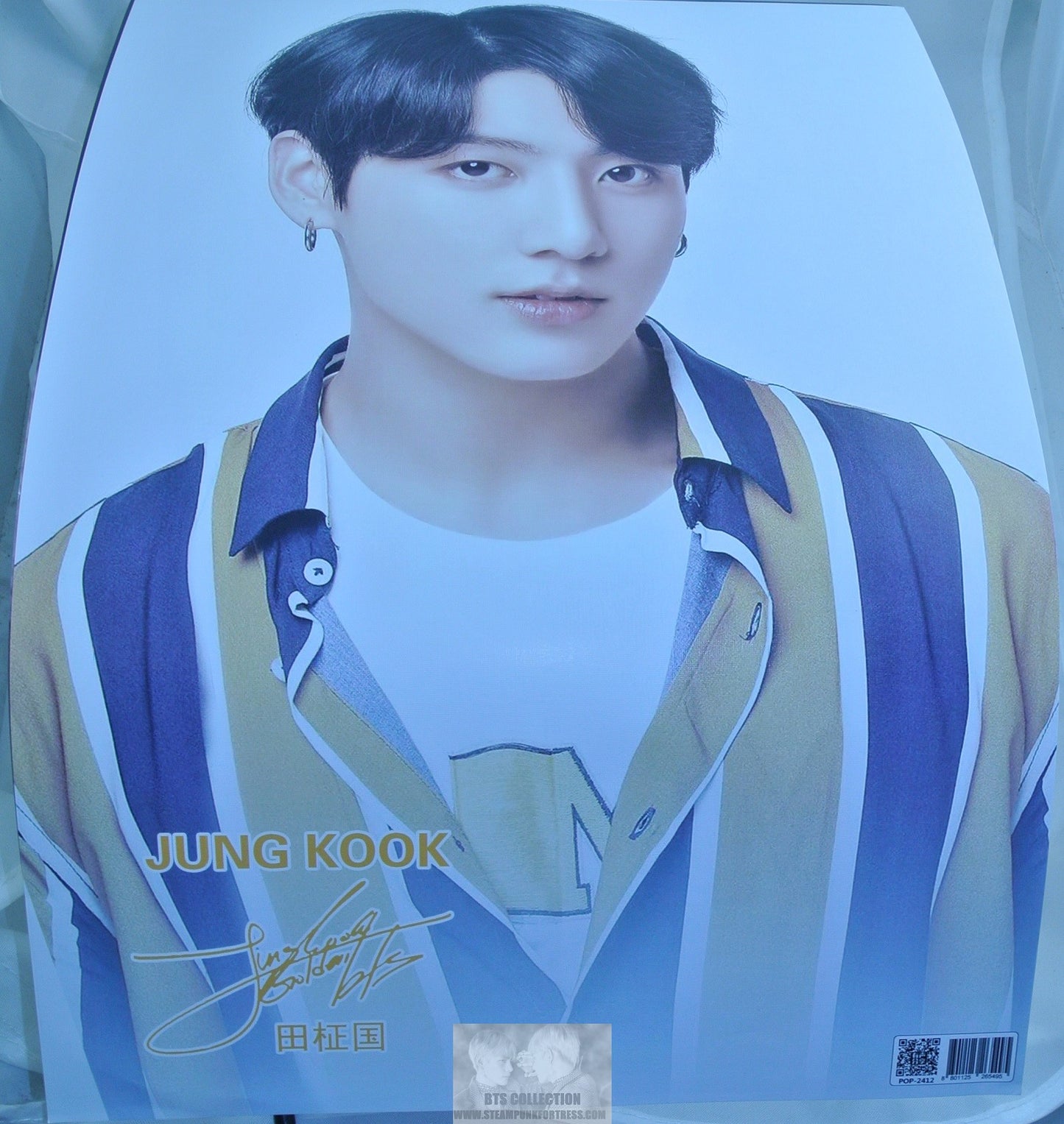 BTS POSTER MINI JEON JUNGKOOK STRIPED STRIPES SHIRT YELLOW NAVY BLUE NEW 11" X 16"