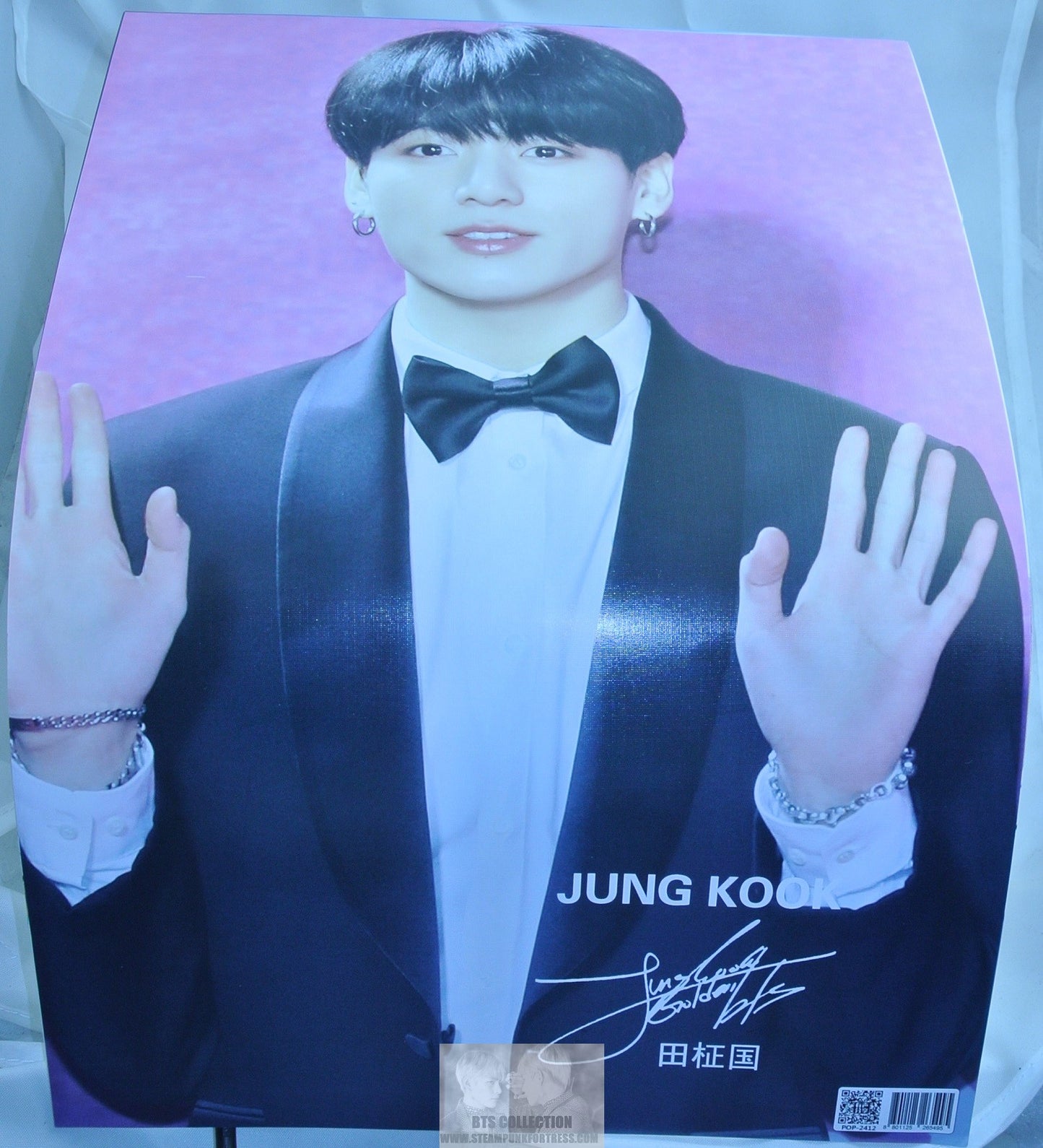 BTS POSTER MINI JEON JUNGKOOK BLACK TUXEDO PINK BACKGROUND NEW 11" X 16"