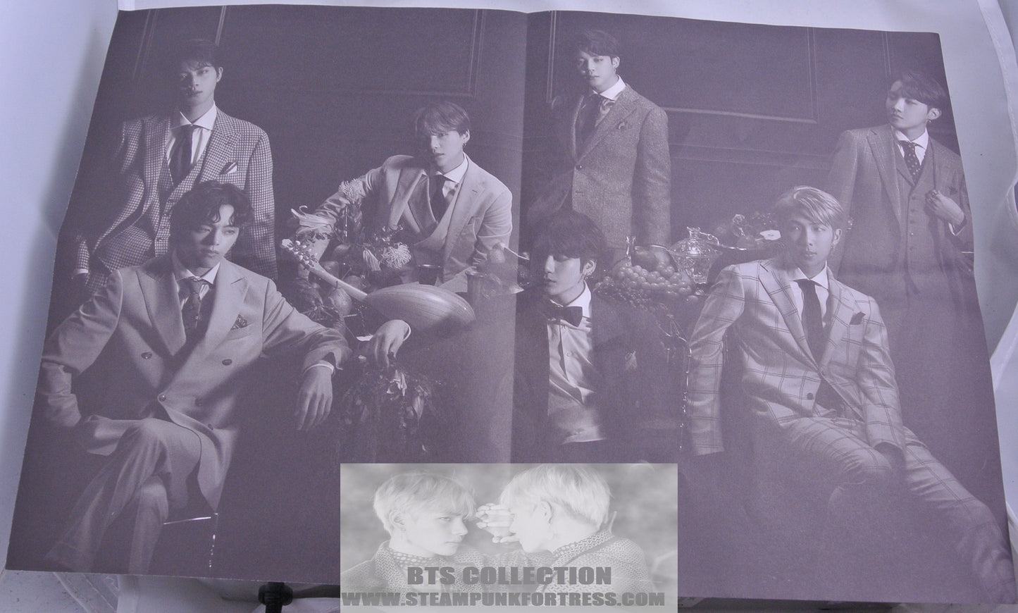 BTS POSTER V KIM TAEHYUNG MAP OF THE SOUL 7 FOLDED TWO SIDED GROUP ON OTHER SIDE OFFICIAL MERCHANDISE