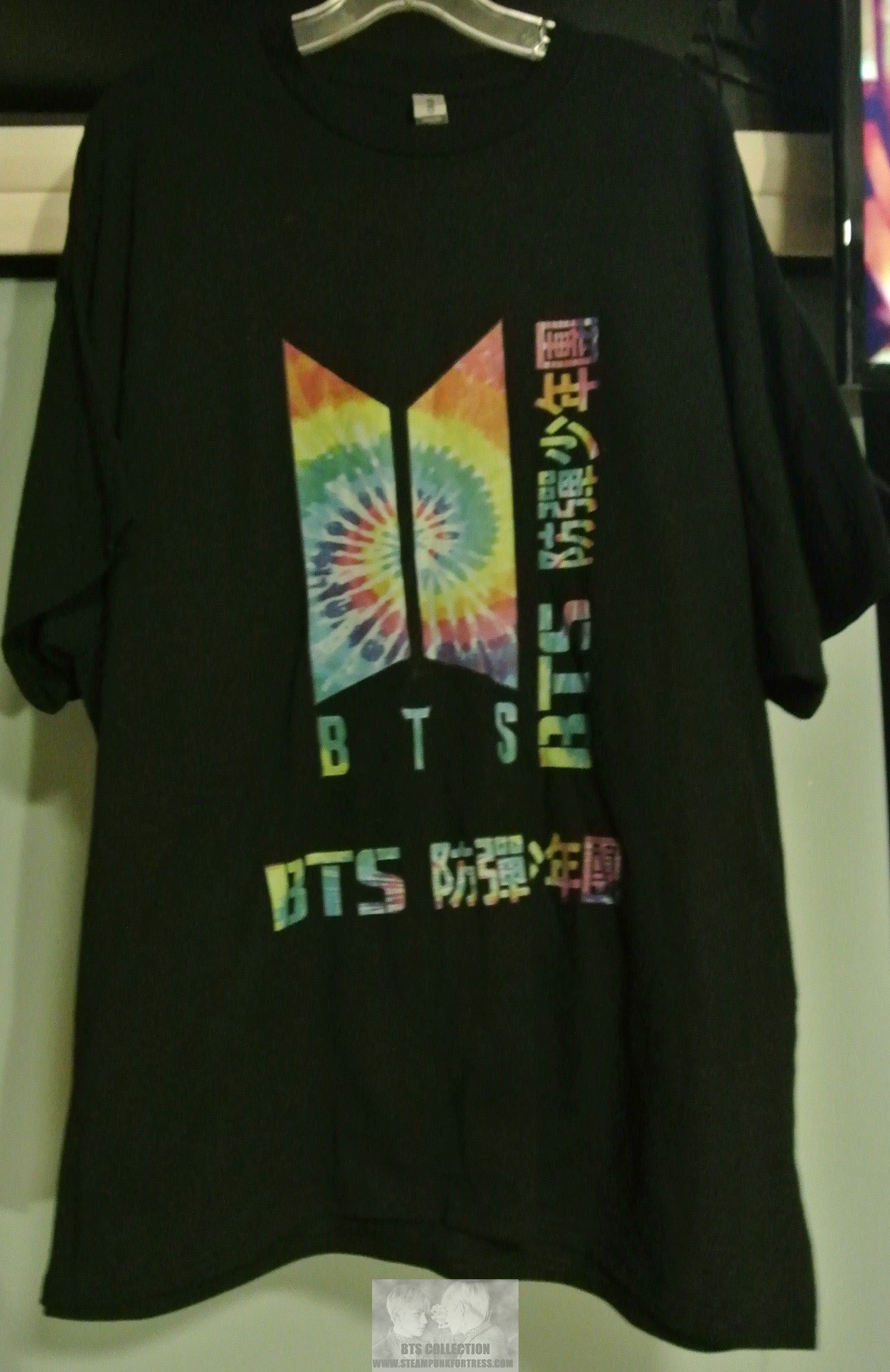 BTS SHIRT BLACK 2XL TIE DYE DOORS CHINESE BANGTAN CHARACTERS JUNGKOOK V JIMIN RM J-HOPE SUGA JIN