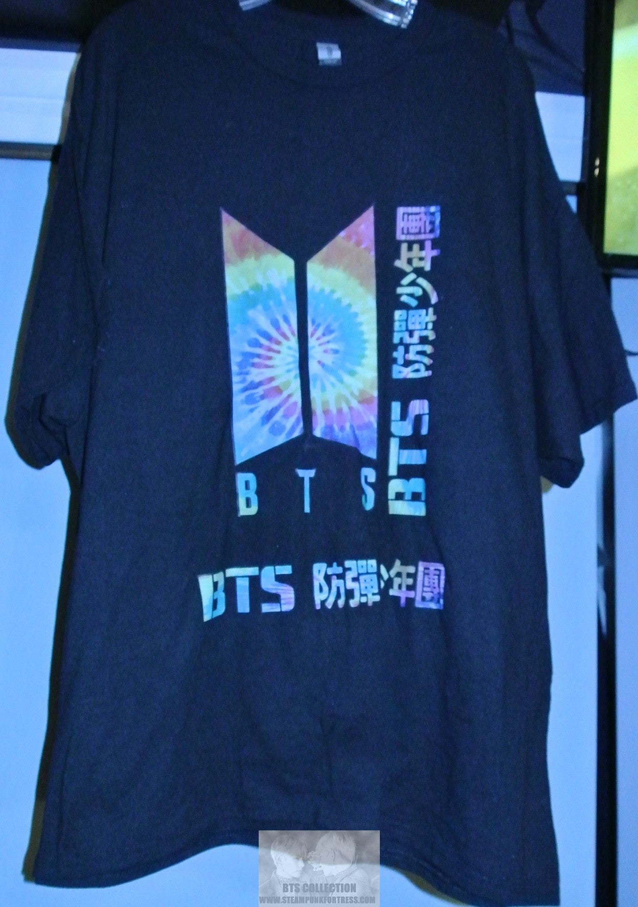 BTS SHIRT BLACK 2XL TIE DYE DOORS CHINESE BANGTAN CHARACTERS JUNGKOOK V JIMIN RM J-HOPE SUGA JIN