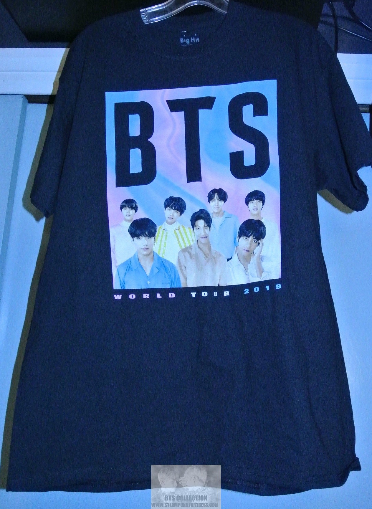 BTS SHIRT BLACK LARGE XL PHOTO 2019 WORLD TOUR LIST OF CITIES BACK JUNGKOOK V JIMIN RM J-HOPE SUGA JIN OFFICIAL