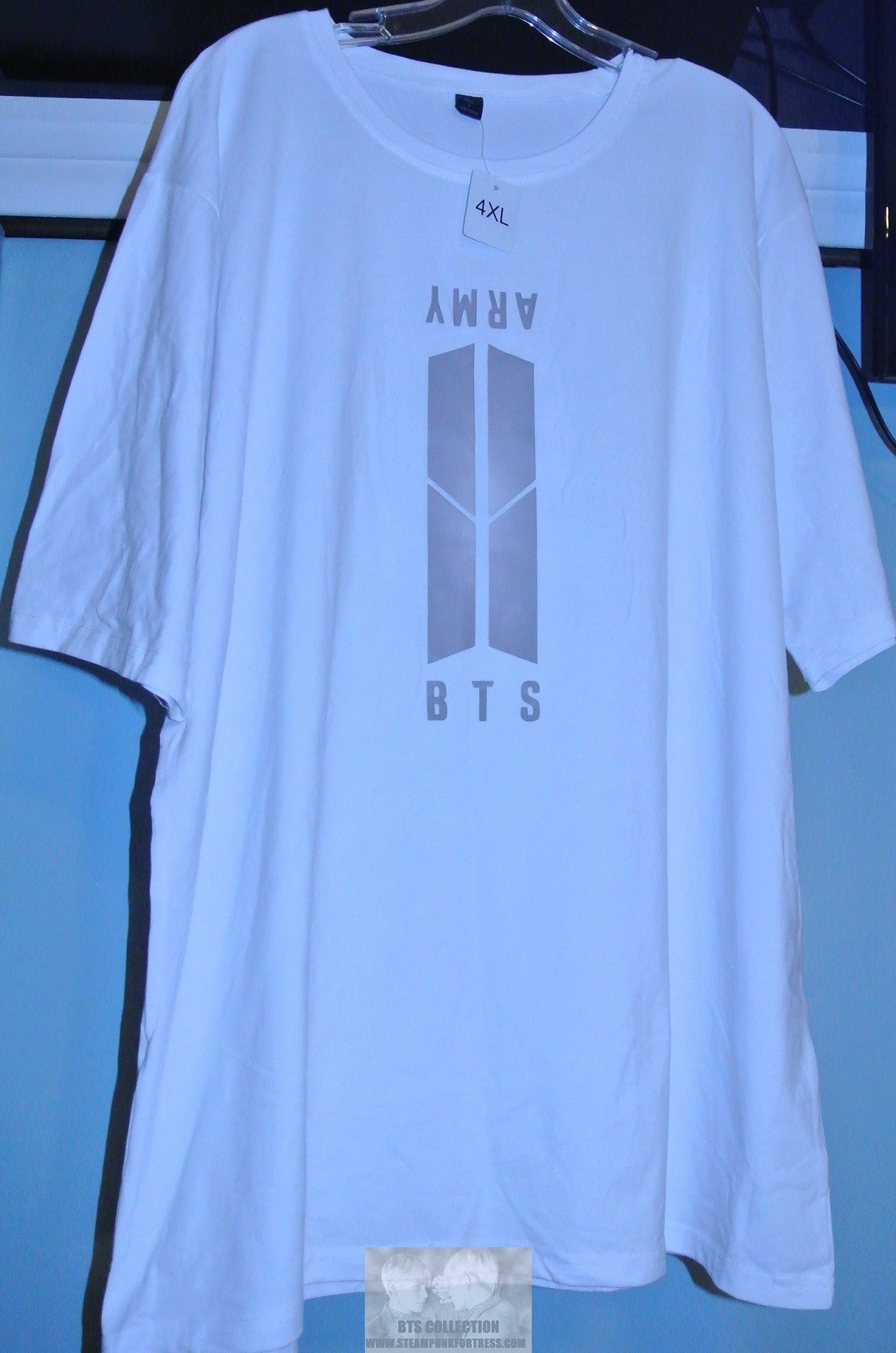 BTS SHIRT WHITE 4XL EXTRA LARGE ARMY BTS DOORS FRONT JIN 92 ON BACK KIM SEOKJIN NEW