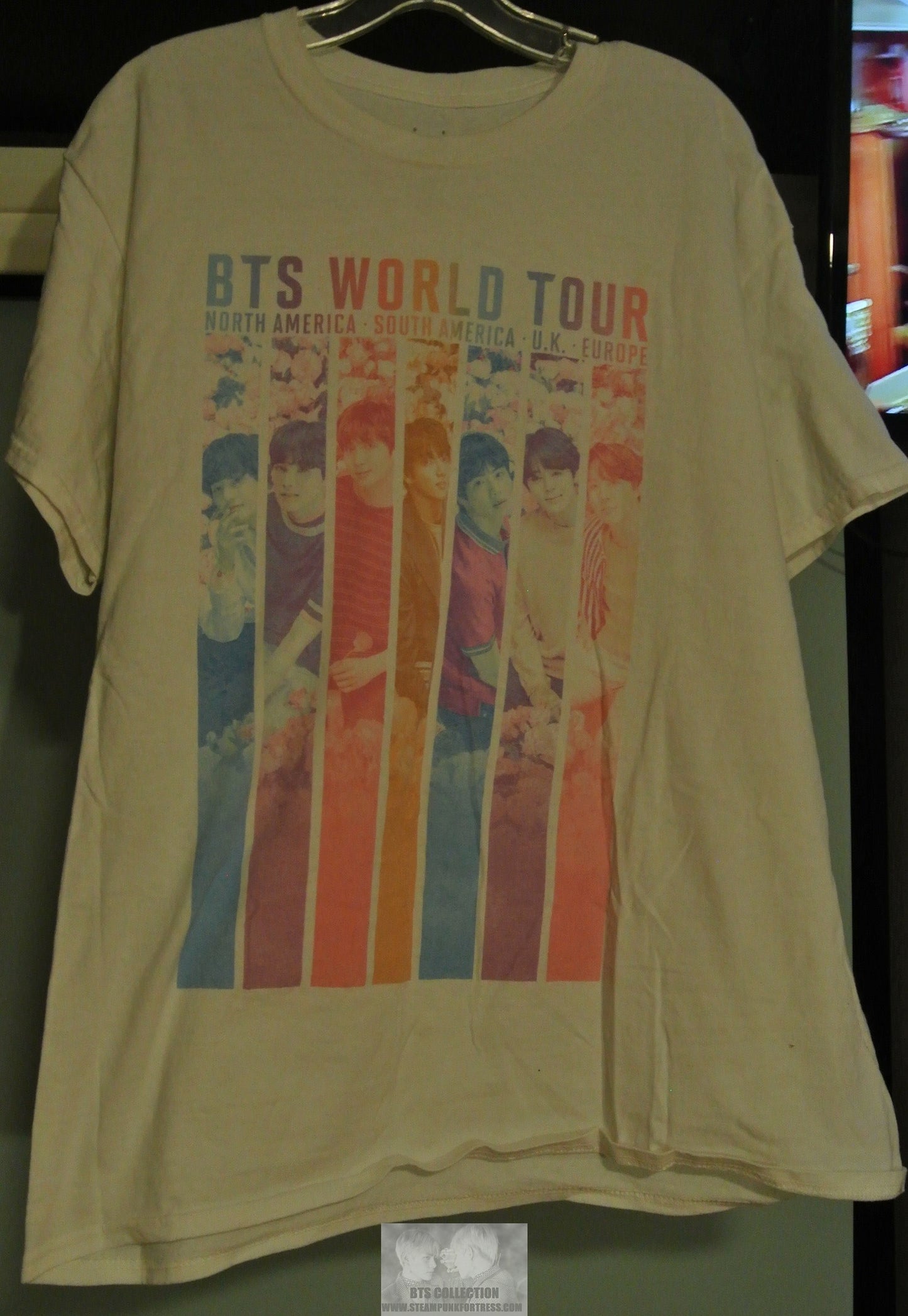 BTS SHIRT WHITE LARGE XL GROUP PASTELS 2019 WORLD TOUR JUNGKOOK V JIMIN RM J-HOPE SUGA JIN OFFICIAL