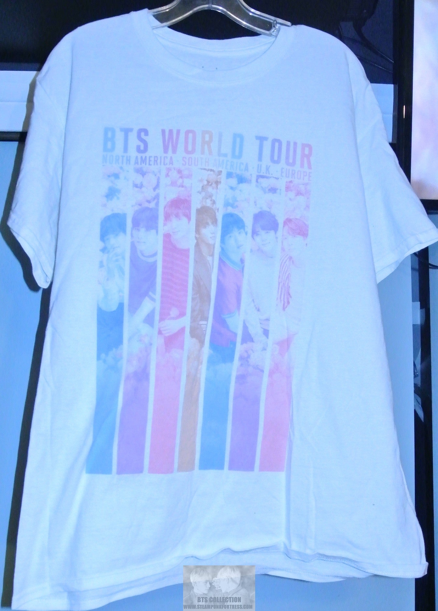 BTS SHIRT WHITE LARGE XL GROUP PASTELS 2019 WORLD TOUR JUNGKOOK V JIMIN RM J-HOPE SUGA JIN OFFICIAL