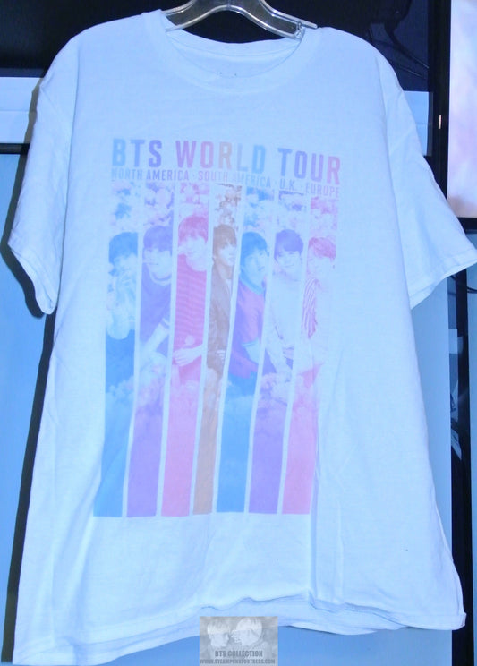 BTS SHIRT WHITE LARGE XL GROUP PASTELS 2019 WORLD TOUR JUNGKOOK V JIMIN RM J-HOPE SUGA JIN OFFICIAL