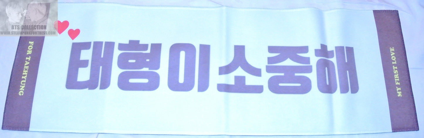 BTS SLOGAN FABRIC V KIM TAEHYUNG TAE-HYUNG PROFILE BLACK SUIT FANSITE SLOGAN BANNER LIMITED EDITION