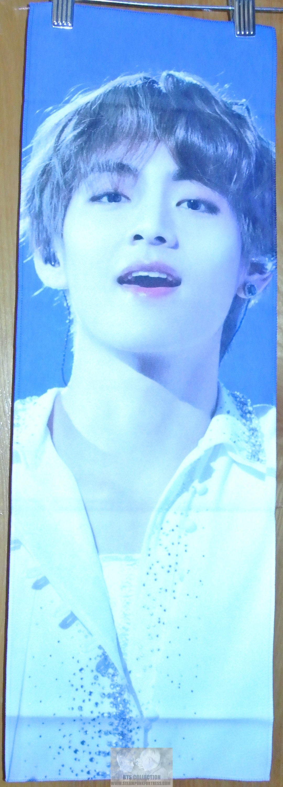 BTS SLOGAN FABRIC V KIM TAEHYUNG DIONYSUS ROSE BOWL WHITE SILVER SHIRT FANSITE SLOGAN BANNER LIMITED EDITION