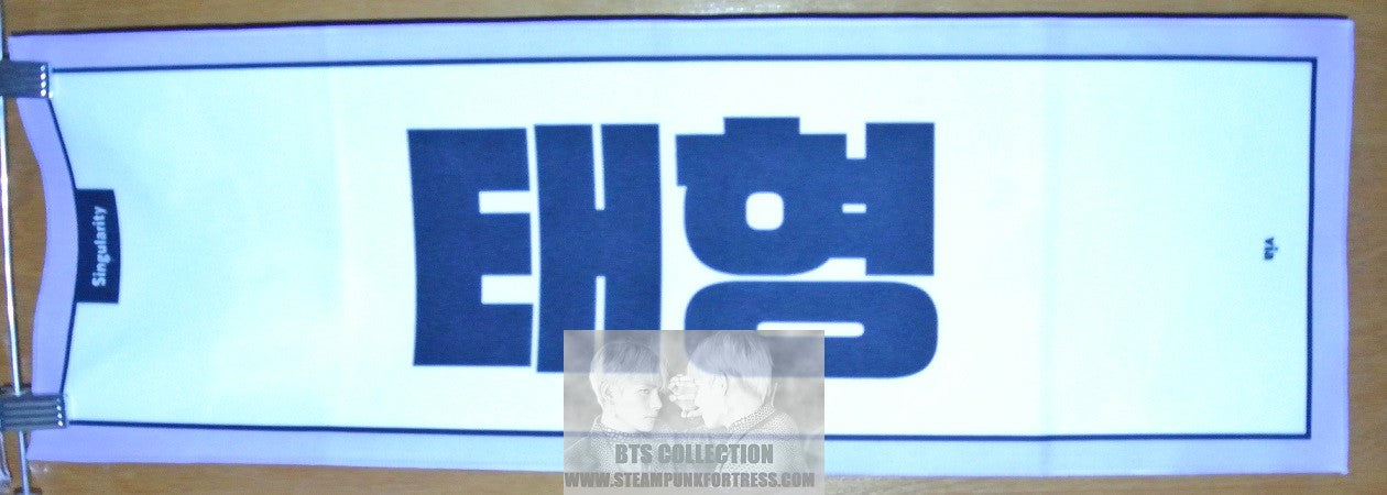 BTS SLOGAN FABRIC V KIM TAEHYUNG SINGULARITY BLACK SILVER ROBE FLOWER VIA FANSITE SIGN BANNER LIMITED EDITION