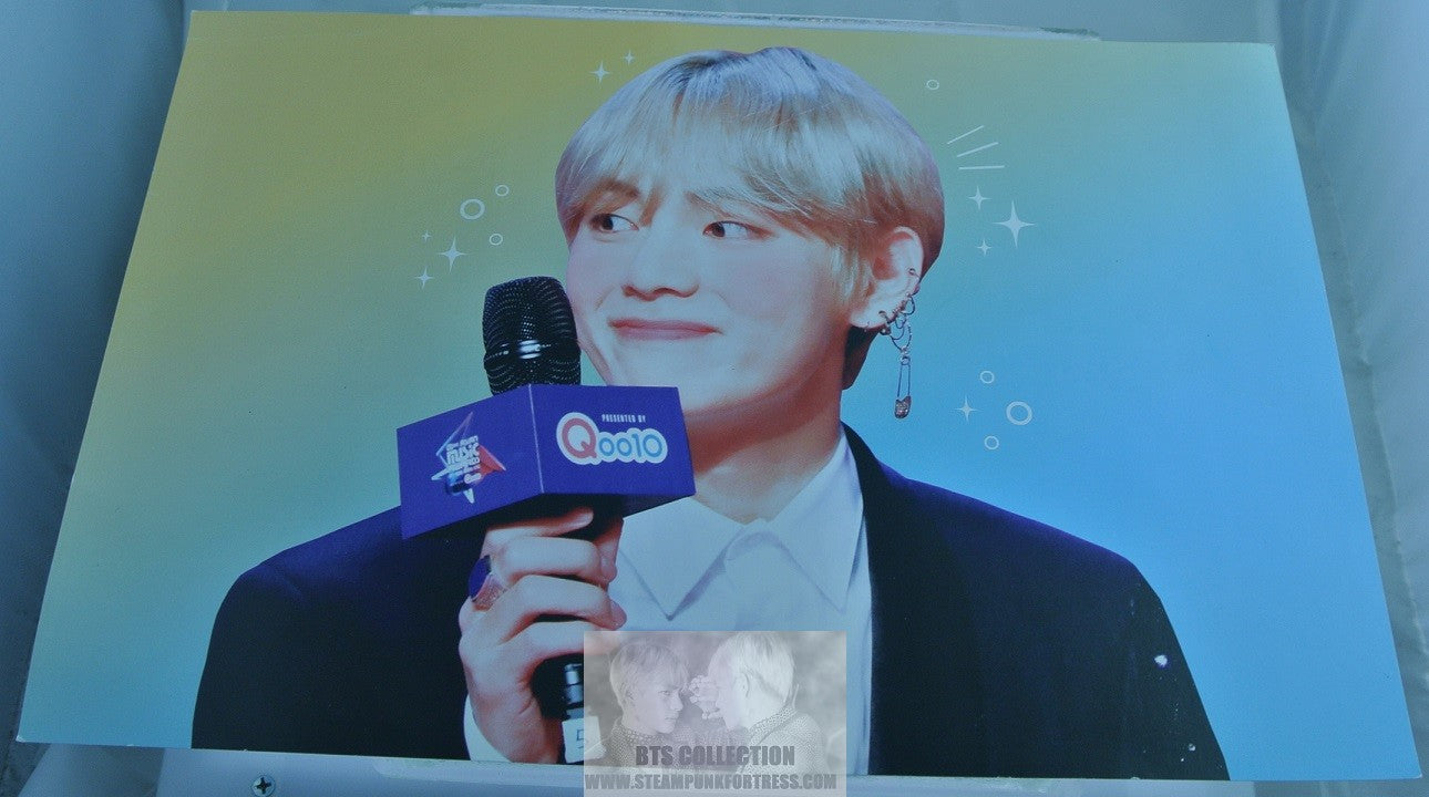 BTS SLOGAN V KIM TAEHYUNG MICROPHONE QOO10 FANSITE LIMITED EDITION BANNER SIGN