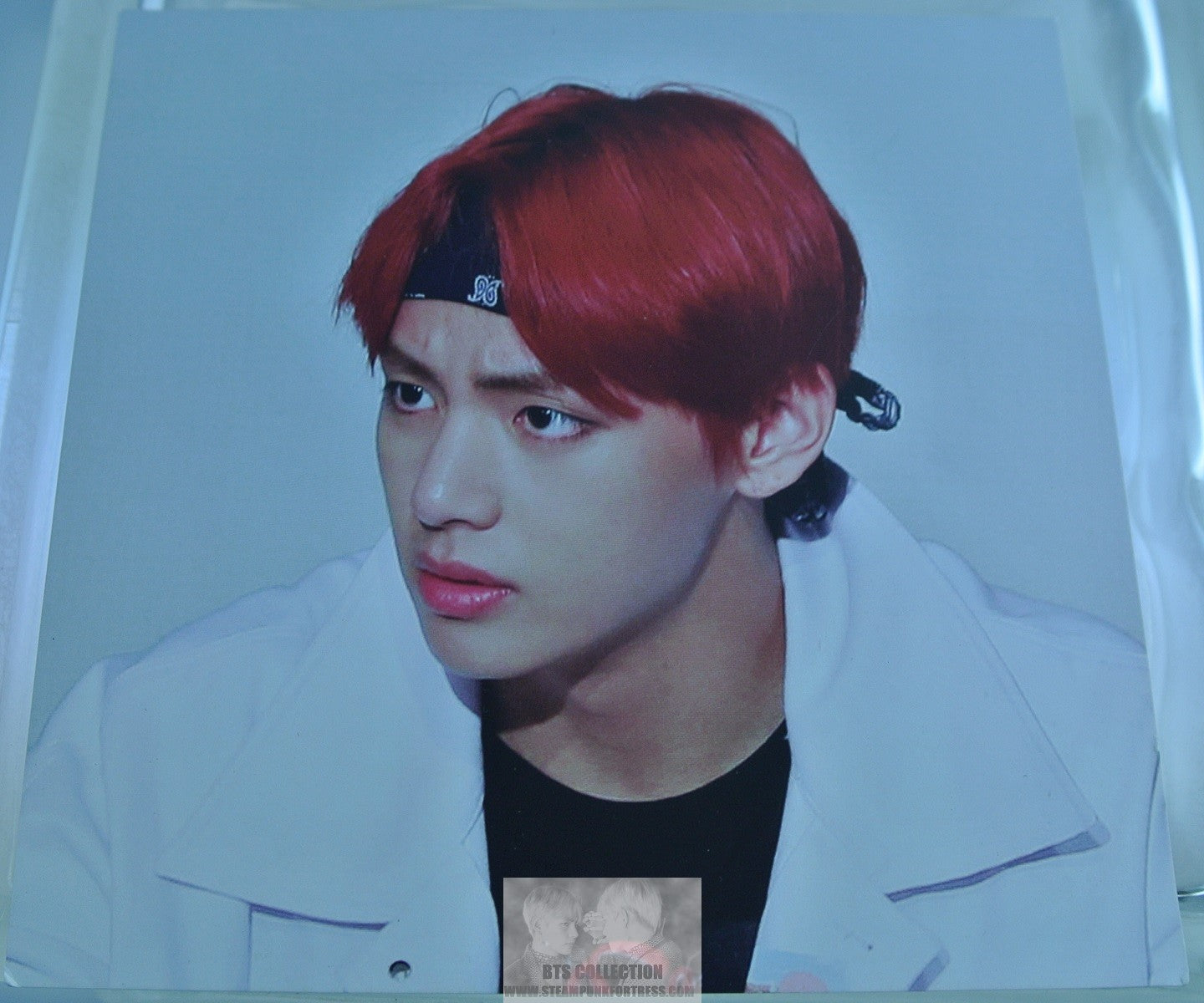 BTS SLOOGAN V KIM TAEHYUNG RED HAIR FANSIGN FANSITE CARDSTOCK BANNER LIMITED EDITION