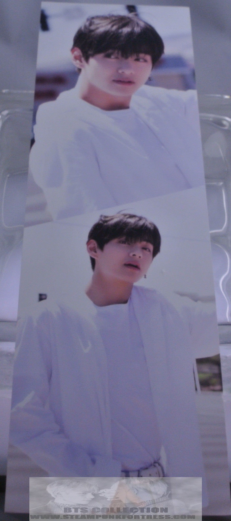 BTS V KIM TAEHYUNG 2 SHOT WHITE SHIRT FANSITE SLOGAN BANNER LIMITED EDITION