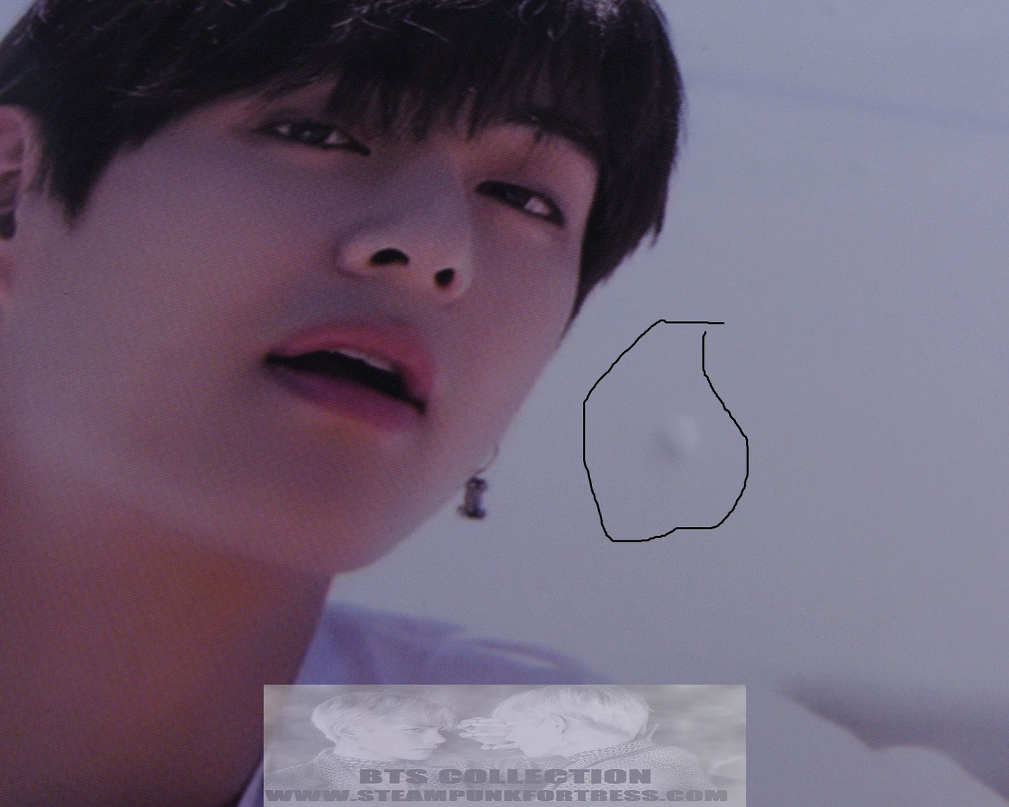 BTS V KIM TAEHYUNG 2 SHOT WHITE SHIRT FANSITE SLOGAN BANNER LIMITED EDITION