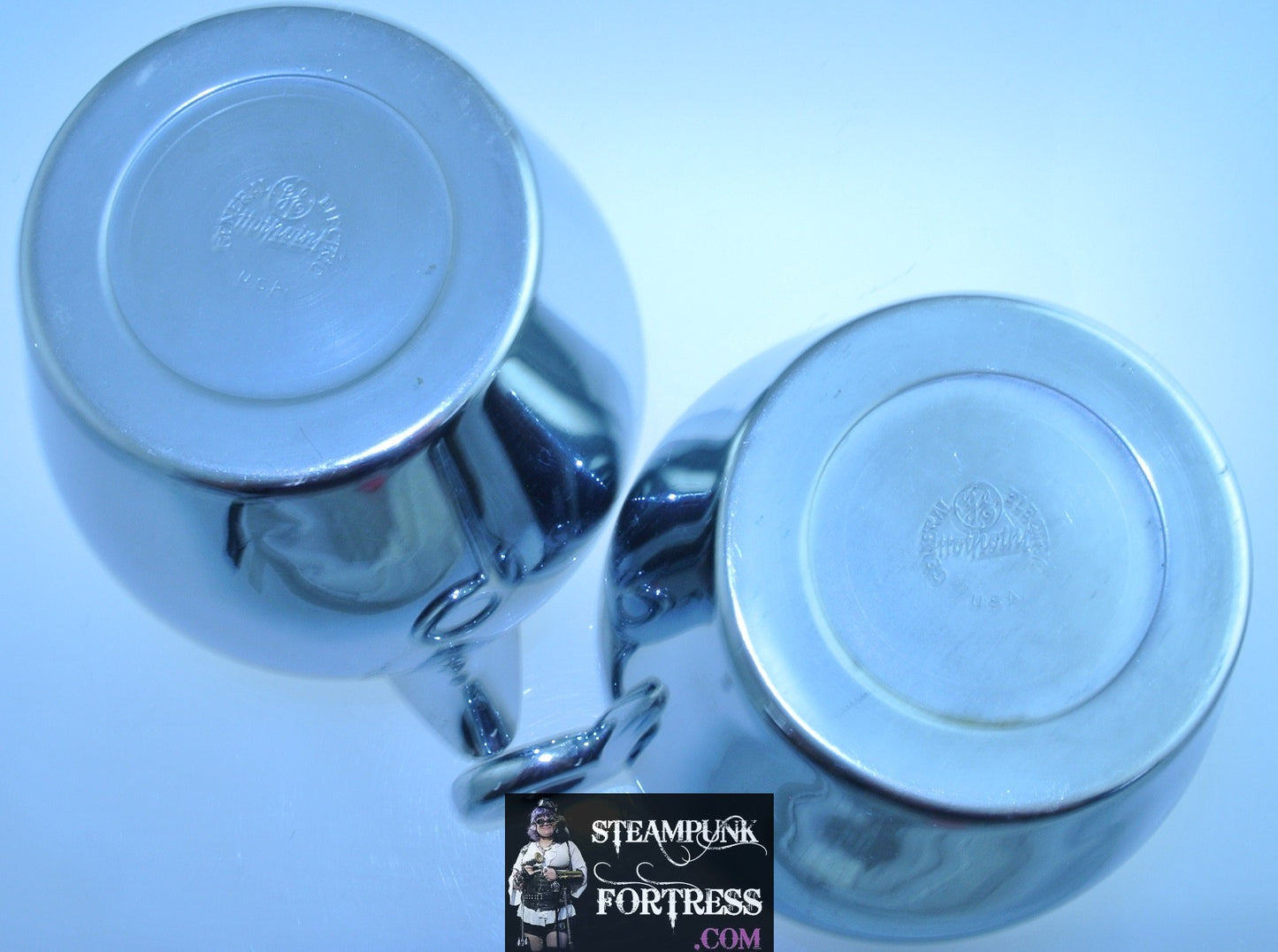 GENERAL ELECTRIC HOTPOINT SILVER MID CENTURY MODERN CREAMER SUGAR BOWL SET