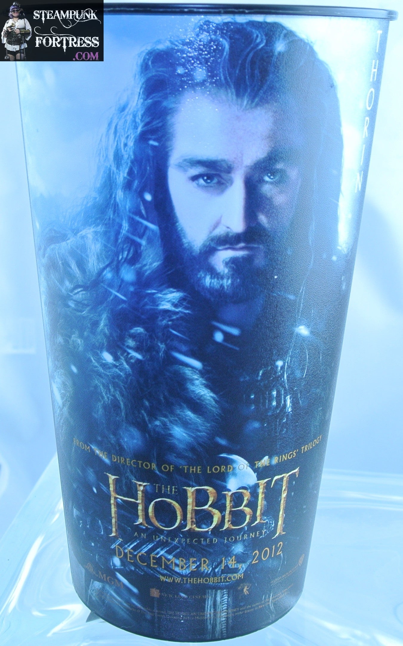 THE HOBBIT AN UNEXPECTED JOURNEY MOVIE SOUVENIR CUP TUMBLER THORIN RICHARD ARMITAGE GANDALF IAN MCKELLEN