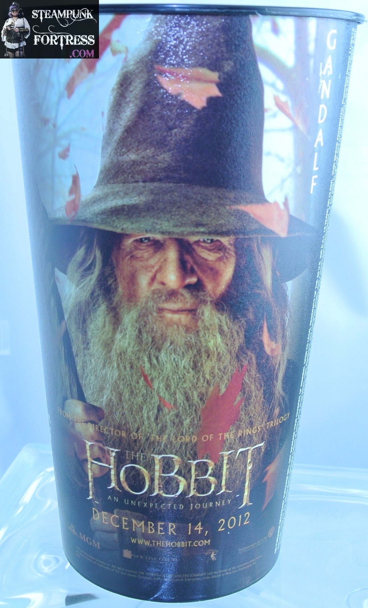 THE HOBBIT AN UNEXPECTED JOURNEY MOVIE SOUVENIR CUP TUMBLER THORIN RICHARD ARMITAGE GANDALF IAN MCKELLEN