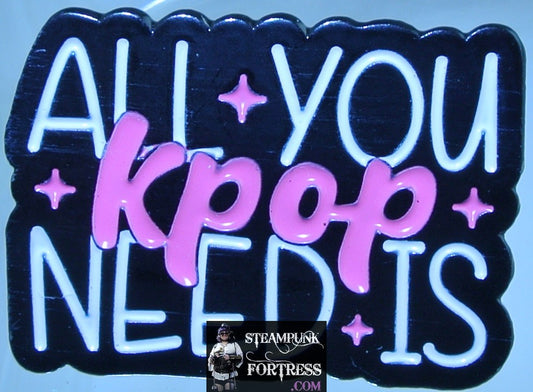 KPOP SOFT ENAMEL PIN ALL YOU NEED IS K-POPLACK PINK GUNMETAL BADGE BUTTON