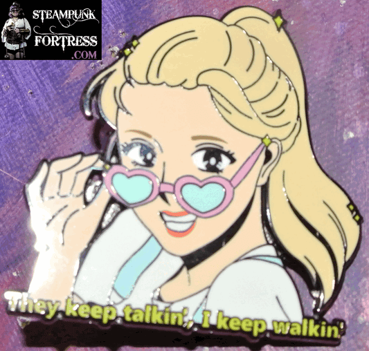 ENAMEL PIN GUNMETAL ITZY YUNA THEY KEEP TALKIN I KEEP WALKIN BADGE BUTTON