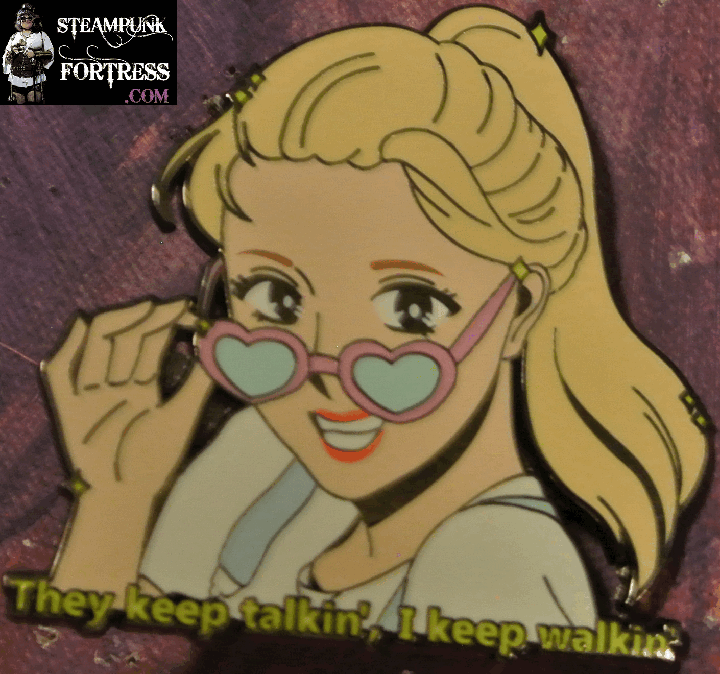 ENAMEL PIN GUNMETAL ITZY YUNA THEY KEEP TALKIN I KEEP WALKIN BADGE BUTTON