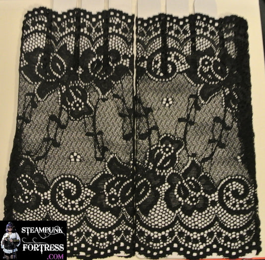 BLACK WRIST LENGTH LACE FINGERLESS GLOVES 80S COSPLAY COSTUME HALLOWEEN- MASS PRODUCED