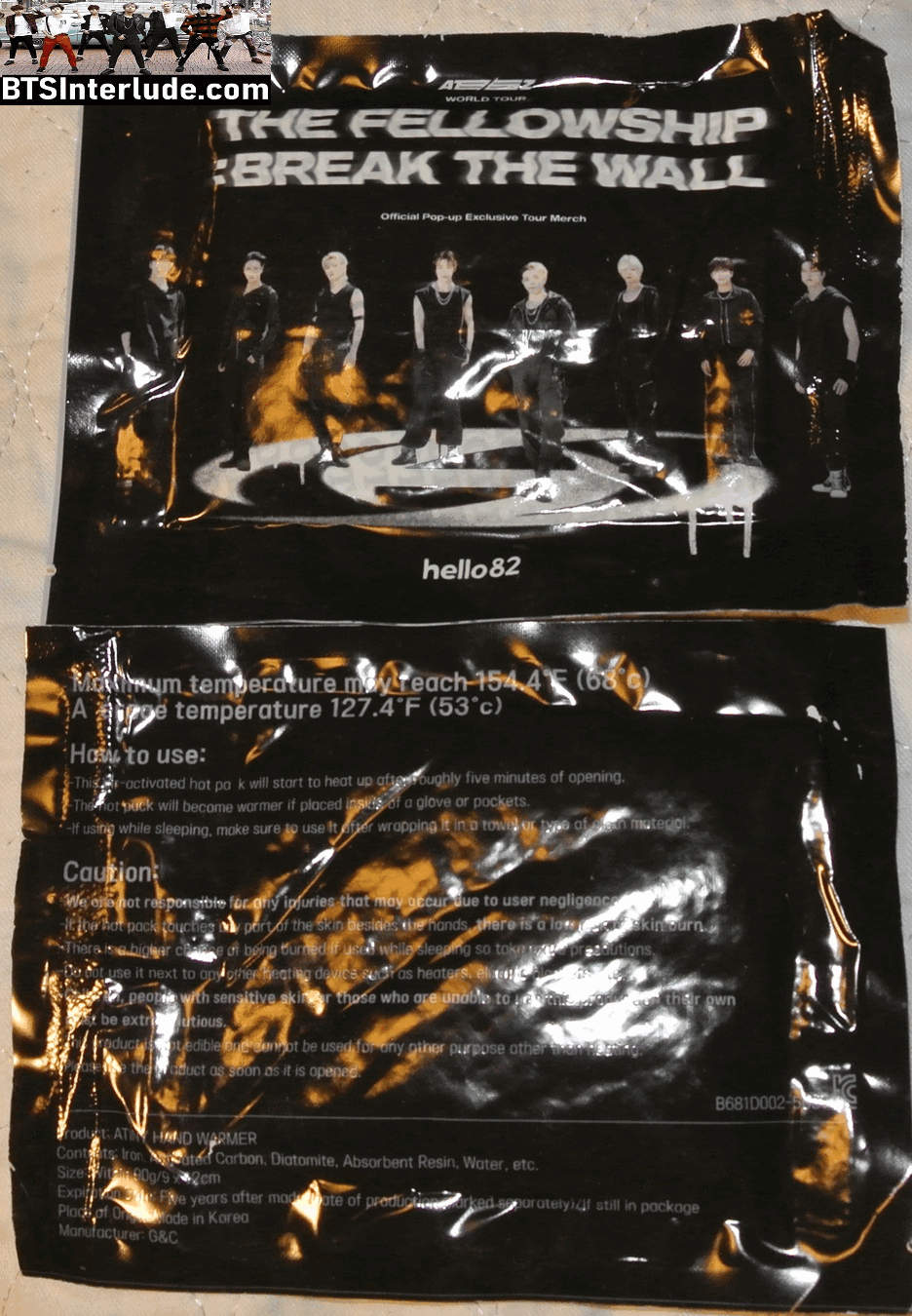 ATEEZ THEME HAND WARMER POUCH THE FELLOWSHIP: BREAK THE WALL OFFICIAL TOUR MERCHANDISE