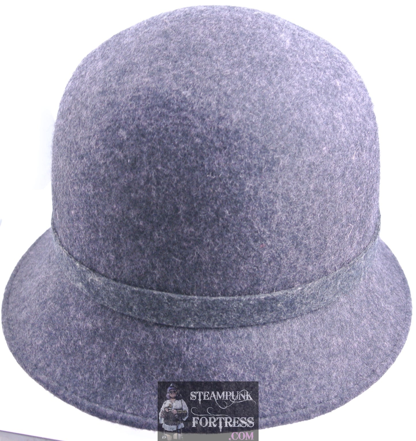 VINTAGE 1940S 1950S GREY GRAY TRIXIE WOOL BOW CLOCHE HAT SMALL BRIM