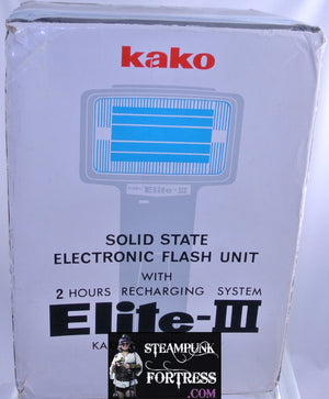 VINTAGE KAKO ELITE 3 SOLID STATE ELECTRONIC FLASH UNIT WITH ACCESSORIES IN BOX