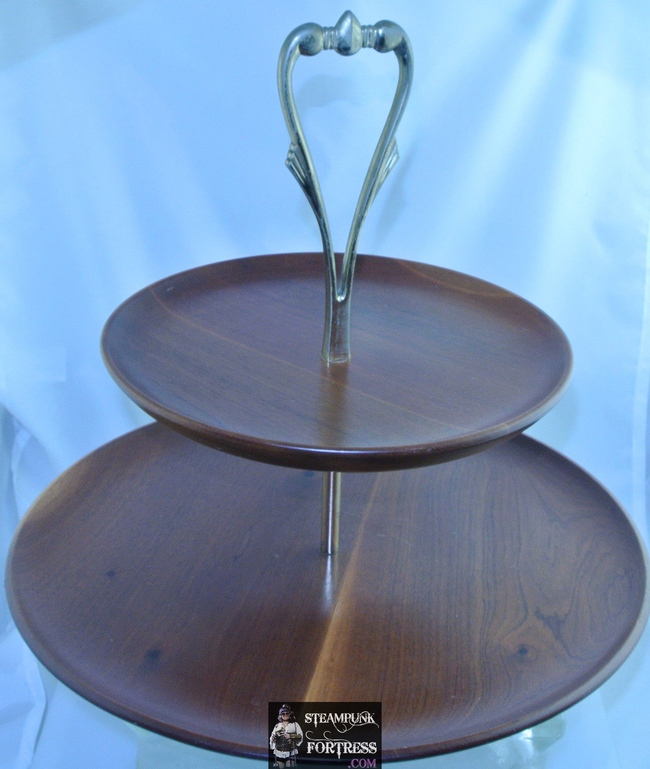 KROMEX 2 TIER ROSEWOOD TRAY BRASS VINTAGE 1950S 1960S ERA MID CENTURY MODERN