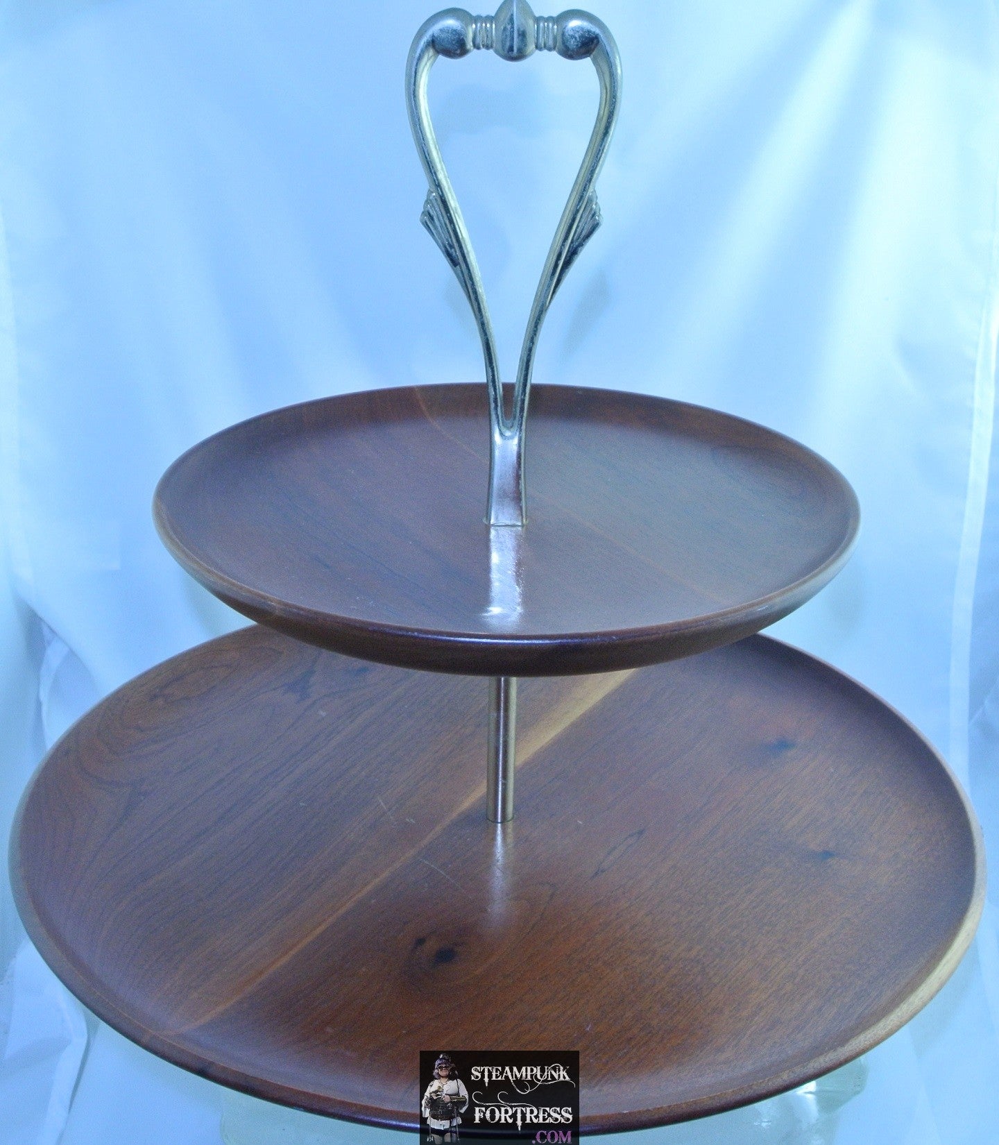 KROMEX 2 TIER ROSEWOOD TRAY BRASS VINTAGE 1950S 1960S ERA MID CENTURY MODERN